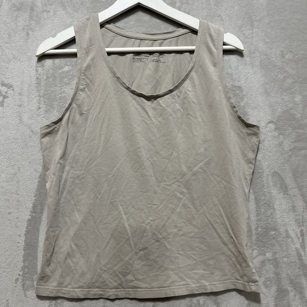 Pact Women's Size L Organic Cotton Light‎ Brown Sleeveless Tank Top